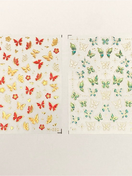 Other - Butterfly Nail Decals - Red, Gold & Green Mix